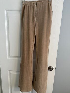 Beginning Boutique Beige Knit Corduroy Flare Pants - size Small